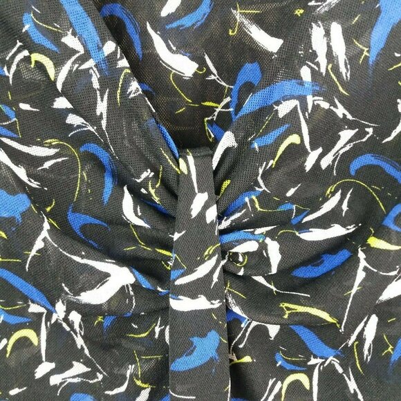 Kenneth Cole NY Dress Womens Large Sleeveless Black Blue Swirls - Picture 3 of 6